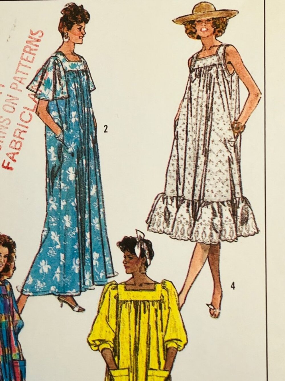 80s Vintage Simplicity 8066 Sz 6-8 Loose-Fitting Dress Ruffled Hem Muu Muu FF